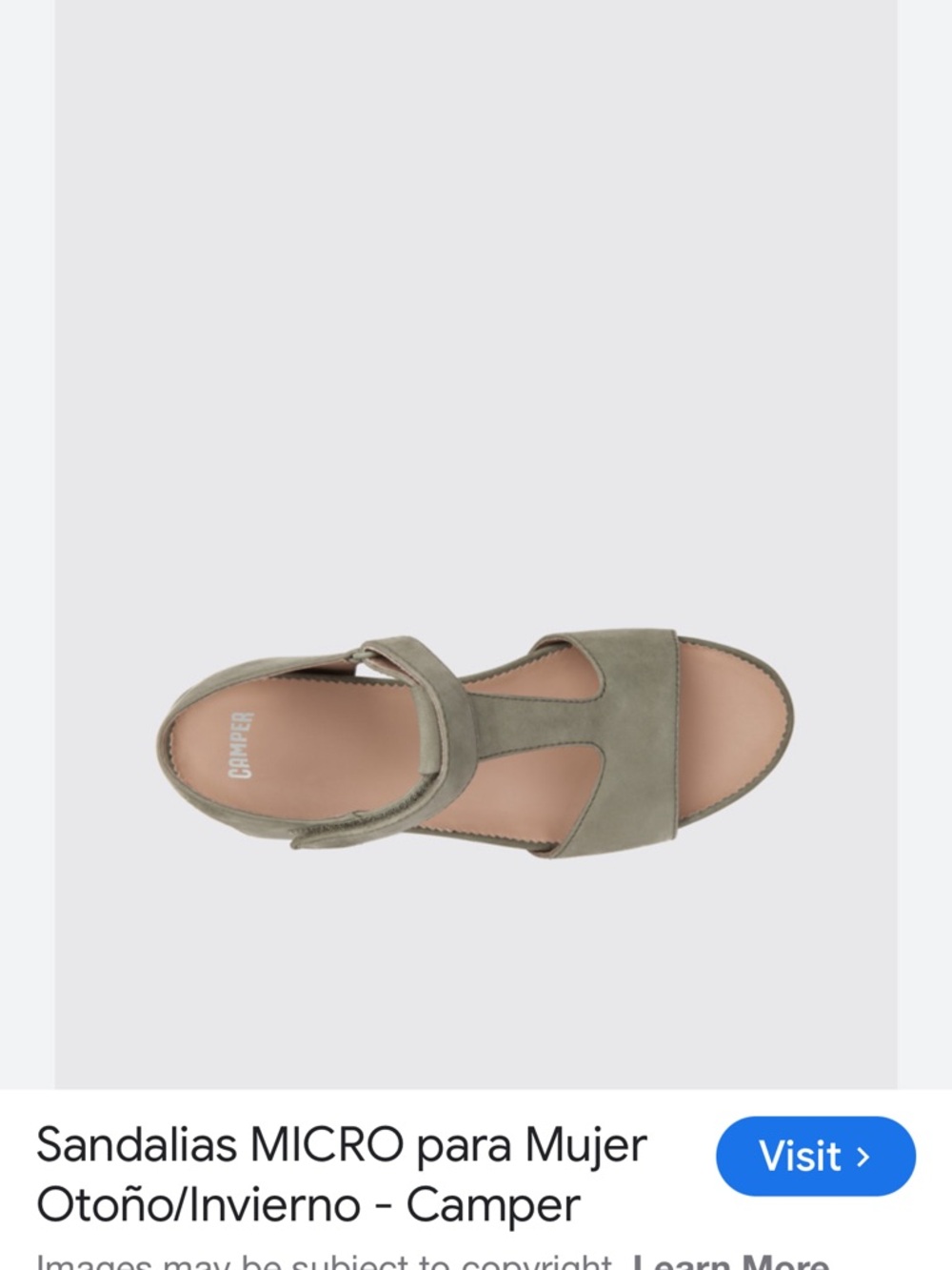 Camper Women's MICRO Suede T-Strap Sandal in Olive Green Size 39